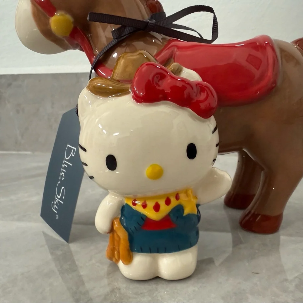 Hello Kitty Blue Sky Western Cowgirl Horse Ceramic Tea Light Holder Home Decor - Picture 2 of 13